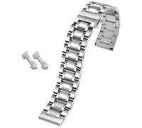 ROUHO Curved Stainless Steel Watch Strap Deployment Clasp Watch Bracelet Accessories for Longines Master Conquest-Silver 18mm