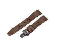 ROUHO Deployment Clasp Silicone Watch Strap Adjustable Replacement Watch Band for Tissot Longines Conquest-Coffee + Black Buckle 24mm