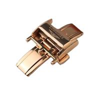 ROUHO Double Push Button Watch Buckle Watch Strap Folding Buckle for Longines Master Conquest Elegant L2 L4-Rose Gold 14mm