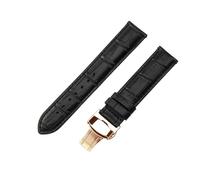 ROUHO Durable 18mm Genuine Leather Watch Strap Versatile Replacement Wristband for Tissot Le Locle T41 T006 T049407A-Black + Rose Gold Buckle