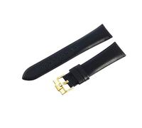 ROUHO Durable 22mm Genuine Leather Watch Band Comfortable & Breathable Watch Strap for Armani AR1674 1647 0389 0397 0398 1648 0382-Black + Gold Buckle