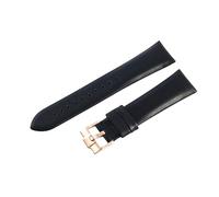 ROUHO Durable 22mm Genuine Leather Watch Band Comfortable & Breathable Watch Strap for Armani AR1674 1647 0389 0397 0398 1648 0382-Black + Rose Gold Buckle