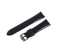 ROUHO Durable 22mm Genuine Leather Watch Band Comfortable & Breathable Watch Strap for Armani AR1674 1647 0389 0397 0398 1648 0382-Black + Black Buckle