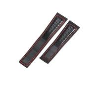 ROUHO Durable 22mm Genuine Leather Watch Strap Replacement Contrast Stitching Watchband for TAG Heuer Carrera Aquaracer Formula 1 Monaco-Red