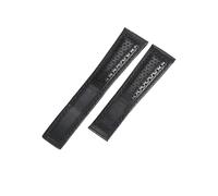 ROUHO Durable 22mm Genuine Leather Watch Strap Replacement Contrast Stitching Watchband for TAG Heuer Carrera Aquaracer Formula 1 Monaco-Black