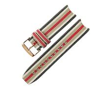 ROUHO Durable 22mm Nylon Watch Strap Premium Classic Striped Woven Canvas Replacement Watch Band for Burberry Heritage BU7600 BU7601 BU7602-Rose Gold Pin Buckle