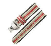 ROUHO Durable 22mm Nylon Watch Strap Premium Classic Striped Woven Canvas Replacement Watch Band for Burberry Heritage BU7600 BU7601 BU7602-Silver Deployment Buckle