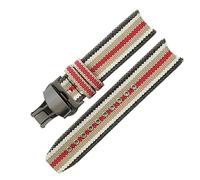 ROUHO Durable 22mm Nylon Watch Strap Premium Classic Striped Woven Canvas Replacement Watch Band for Burberry Heritage BU7600 BU7601 BU7602-Black Deployment Buckle
