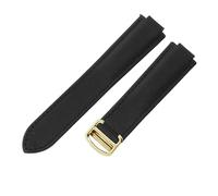 ROUHO Durable Nylon & Genuine Leather Watch Band Convex Lug Replacement Watch Strap for Cartier Ballon Bleu WSBB0015-Black + Gold Buckle 11 x 18mm