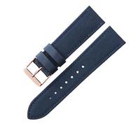 ROUHO Durable Nylon Watch Band Waterproof Leather Lining Canvas Watch Strap for Seiko NATO-Blue with Rose Gold Pin Buckle 20mm