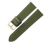 ROUHO Durable Nylon Watch Band Waterproof Leather Lining Canvas Watch Strap for Seiko NATO-Green with Gold Pin Buckle 22mm