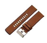 ROUHO Durable & Rugged Replacement Watch Strap Vintage Genuine Leather Watch Band for Diesel DZ4318 DZ7395 DZ1657 DZ7936-Silver 26mm