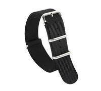 ROUHO Durable Woven Nylon Watch Strap Quick-Drying Woven Fabric Watch Band for Swatch Bioceramic MoonSwatch-Black 18mm