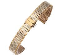 ROUHO Flat End Metal Watch Strap Quick Release Buckle Watch Bracelet for La Grande Classique de Longines L4-Silver Gold 19mm
