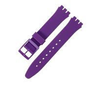 ROUHO Flexible Rubber Replacement Watch Band Waterproof Sporty Adjustable Silicone Watch Strap for Swatch-Purple 17mm