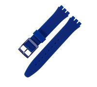 ROUHO Flexible Rubber Replacement Watch Band Waterproof Sporty Adjustable Silicone Watch Strap for Swatch-Blue 17mm