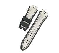 ROUHO Frosted Leather & Silicone Hybrid Watch Strap 28x19mm Lug Sweat-Resistant Watchabnd for Roger Dubuis Excalibur-Grey