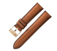 ROUHO Genuine Leather Replacement Watch Band,Leather Quick Release Watch Strap with Pin Buckle for Fossil FS5061 FS5237 ME3052 3054-Deep Brown + Rose Gold Buckle