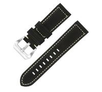 ROUHO Genuine Leather Replacement Watch Band Soft Calfskin Lining Watch Strap for Panerai-Black 24mm