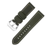 ROUHO Genuine Leather Replacement Watch Band Soft Calfskin Lining Watch Strap for Panerai-Green 24mm