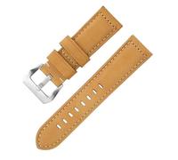 ROUHO Genuine Leather Replacement Watch Band Soft Calfskin Lining Watch Strap for Panerai-Yellow 22mm
