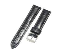 ROUHO Genuine Leather Watch Band Comfortable Replacement Dress Watch Band for Longines La Grande Classique Master Elegant Heritage-Black + Silver Buckle 18mm