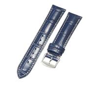 ROUHO Genuine Leather Watch Band Comfortable Replacement Dress Watch Band for Longines La Grande Classique Master Elegant Heritage-Blue + Silver Buckle 22mm