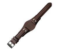 ROUHO Genuine Leather Watch Strap - 22mm Stainless Steel Buckle Watch Bracelet for Fossil CH2564 CH2565-Brown + Black Buckle