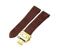 ROUHO Genuine Leather Watch Strap Adjustable Waterproof Watch Replacement Accessories for Cartier Santos 100-Brown with Gold Buckle 20mm