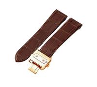 ROUHO Genuine Leather Watch Strap Adjustable Waterproof Watch Replacement Accessories for Cartier Santos 100-Brown with Rose Gold Buckle 23mm