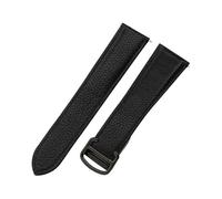 ROUHO Genuine Leather Watch Strap Quick Release Adjustable Watchband for Cartier Tank Solo WSTA0029 WSTA0030-Black + Black Buckle 18mm