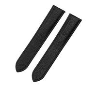 ROUHO Genuine Leather Watch Strap Quick Release Adjustable Watchband for Cartier Tank Solo WSTA0029 WSTA0030-Black Without Buckle 20mm