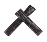 ROUHO Genuine Leather Watch Strap Replacement Watch Accessories Watch Bracelet for T-A-G HE-UER CA-RRE-RA-Black + Red 22mm