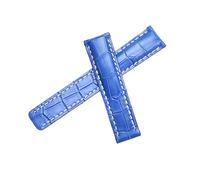 ROUHO Genuine Leather Watch Strap Replacement Watch Strap Watch Accessories Watch Band for BREITLING SUPEROCEAN AV-ENG-ER CHALLENGER-Blue + White 24mm