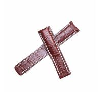 ROUHO Genuine Leather Watch Strap Replacement Watch Strap Watch Accessories Watch Band for BREITLING SUPEROCEAN AV-ENG-ER CHALLENGER-Brown + White 22mm