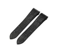 ROUHO Genuine Leather Watch Strap Soft Waterproof Watchband for Cartier Santos 100XL-Black 20mm