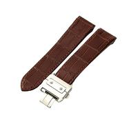 ROUHO Genuine Leather Watch Strap Soft Waterproof Watchband for Cartier Santos 100XL-Brown with Buckle 23mm