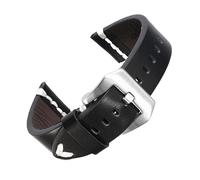 ROUHO Genuine Vintage Leather Watch Strap Universal Replacement Watch Strap Pin Buckle Watchband-Black 20mm