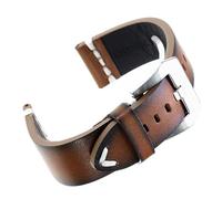 ROUHO Genuine Vintage Leather Watch Strap Universal Replacement Watch Strap Pin Buckle Watchband-Brown 18mm