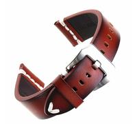 ROUHO Genuine Vintage Leather Watch Strap Universal Replacement Watch Strap Pin Buckle Watchband-Red 18mm