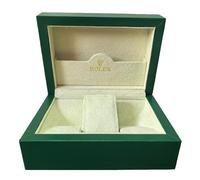 ROUHO Green Watch Display Case Ripple Texture Wood Frame Velvet Interior Single Slot Storage Box Organizer for Rolex Day-Date 40