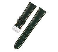ROUHO Handmade Genuine Leather Replacement Watch Strap Stainless Steel Buckle Dress Watchband for Longines HydroConquest-Green 24mm
