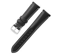 ROUHO Handmade Genuine Leather Replacement Watch Strap Stainless Steel Buckle Dress Watchband for Longines HydroConquest-Black 24mm