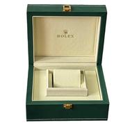 ROUHO Handmade Watch Case Green PU Leather White Stitch Details Beige Interior Single Slot Storage Container for Rolex Explorer II