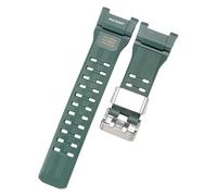 ROUHO Integrated 28mm Lug Watch Strap with Stainless Steel Clasp & Fastener Ring, Replacement Silicone Watch Band for CASIO G-Shock Mudmaster 3rd-Green