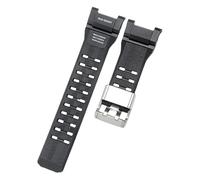 ROUHO Integrated 28mm Lug Watch Strap with Stainless Steel Clasp & Fastener Ring, Replacement Silicone Watch Band for CASIO G-Shock Mudmaster 3rd-Black