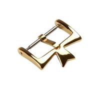 ROUHO Leather Strap Replacement Butterfly Buckle Stainless Steel pin Buckle Watch Accessories for VACHERON Constantin - Golden A 18mm