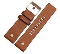 ROUHO Leather Watch Band Soft Replacement Rose Gold Pin Buckle Watch Accessory for Diesel DZ4323 7312 7314 7348 1657 4318-Brown 1 22mm