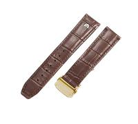 ROUHO Leather Watch Band with Deployment Clasp Waterproof Replacement Watch Strap for Maurice Lacroix Pontos Eliros PT6148 PT6168 MP6347-Brown + Gold Buckle 20mm