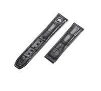 ROUHO Leather Watch Band with Deployment Clasp Waterproof Replacement Watch Strap for Maurice Lacroix Pontos Eliros PT6148 PT6168 MP6347-Black Without Buckle 20mm